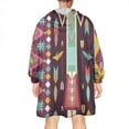 thumbnail image 2 of Wearable Oversized Blanket,Ethnic Figure and Pattern Wearable Blanket Hoodie for Adults,Cozy Hooded Blankets with Super Pockets,Super Warm Fuzzy Pullover for Women & Men, 2 of 6