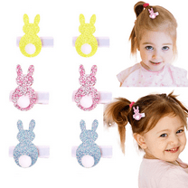 Yoyauz 6 Pieces Easter Hair Accessories for Girls, 1.6Inch Color Girls Bow Toddler Bow Clip With Bunny Bunny Ears Easter Hair Accessories for Toddlers Kids Spring Holiday Gifts