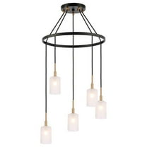 Woodbridge Lighting Elise 5-Light Opal Glass & Steel Chandelier in Brass/Bronze