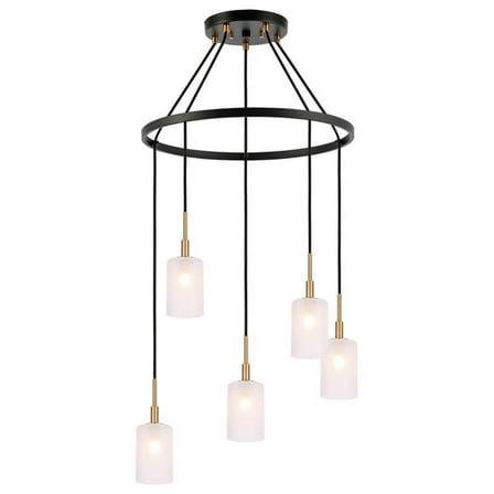 Woodbridge Lighting Elise 5-Light Opal Glass & Steel Chandelier in Brass/Bronze