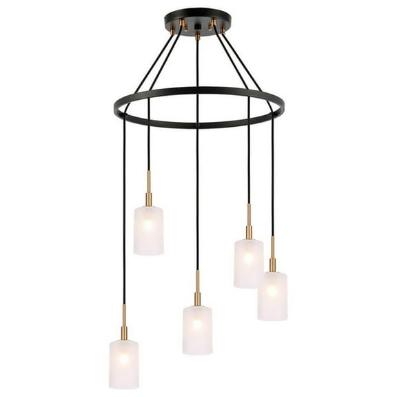 Woodbridge Lighting Elise 5-Light Opal Glass & Steel Chandelier in Brass/Bronze