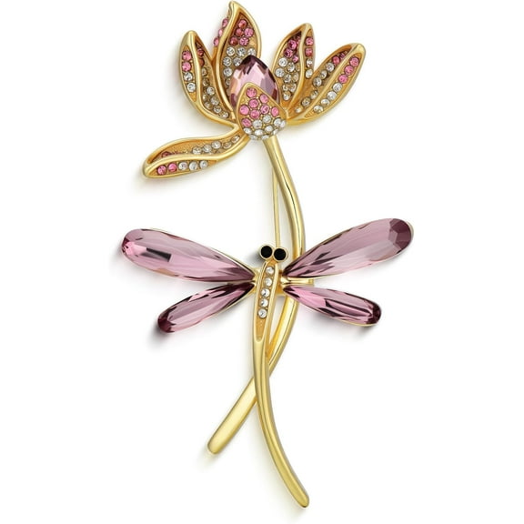 Dragonfly Booch Pin Crystal Rhinestone Dragonfly Brooches Fashion Animal Pin Dress Accessories Jewelry Gift for Women