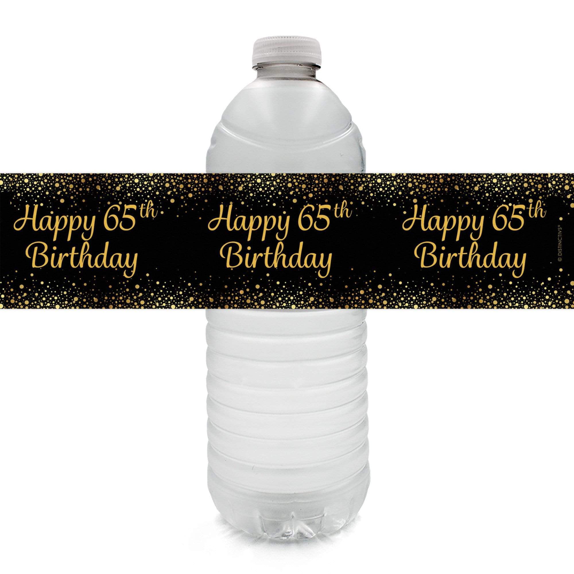 Modern Black with gold writing wedding anniversary Water Bottle Labels 