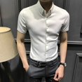 thumbnail image 4 of Camisas y blusas musculosas para hombre, camisetas negras a rayas de manga corta para hombre con cuello, estéticas, normales, elegantes, de algodón y seda, 4 of 5