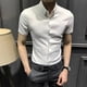 thumbnail image 4 of Camisas y blusas musculosas para hombre, camisetas negras a rayas de manga corta para hombre con cuello, estéticas, normales, elegantes, de algodón y seda, 4 of 5