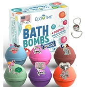 Eco Time handmade in the USA bath bombs for girls with bracelet and charms inside