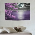 thumbnail image 3 of PRATYUS  Full Moon Over Ocean Tapestry Wall Hanging, Purple Japanese Cherry Blossom Wall Tapestry, Fantasy Asian Scenery Tapestry for Bedroom Living Room Dorm Home Decor, 60x40 Inch 60x40in, 3 of 7