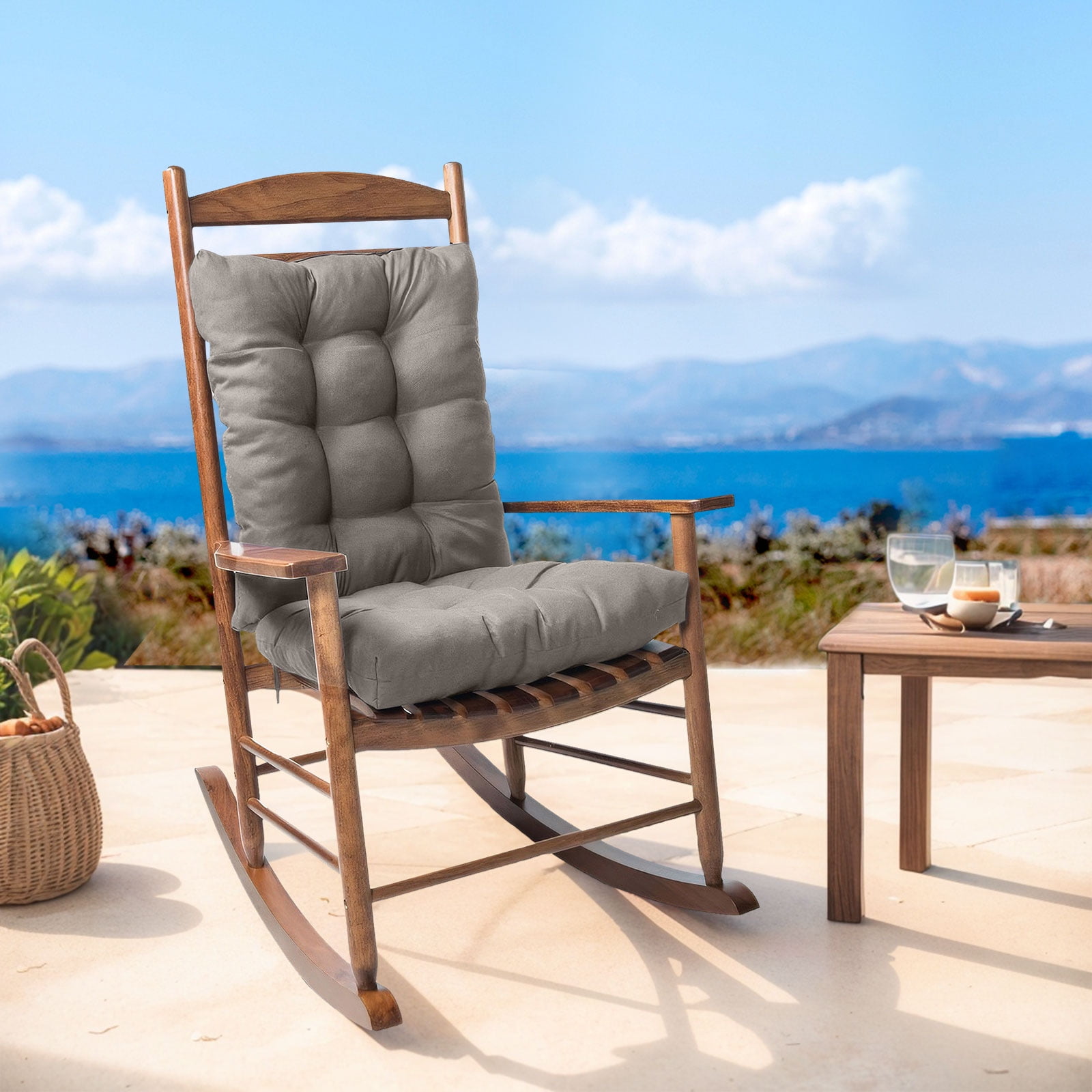 Topchances Indoor/Outdoor Rocking Chair Cushion Set, Gray (Set of 2)