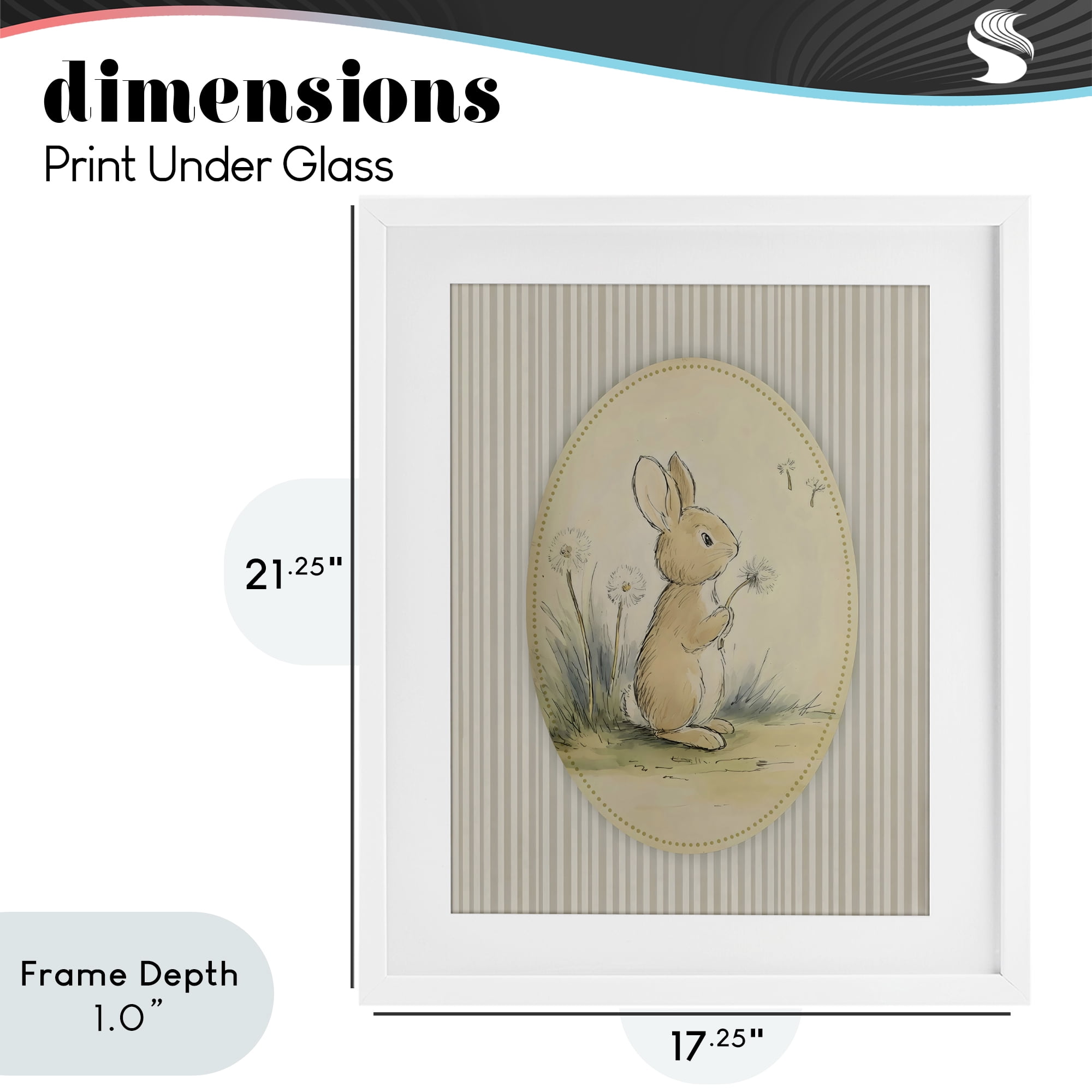 Stupell Industries Baby Bunny in Dandelions White Framed Print Under Glass, design by Arlington Prints