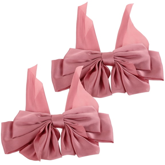 Milisten 2Pcs Pink Bow Hair Clips Soft Cloth Ribbon Barrettes for Fashionable Hair Styling