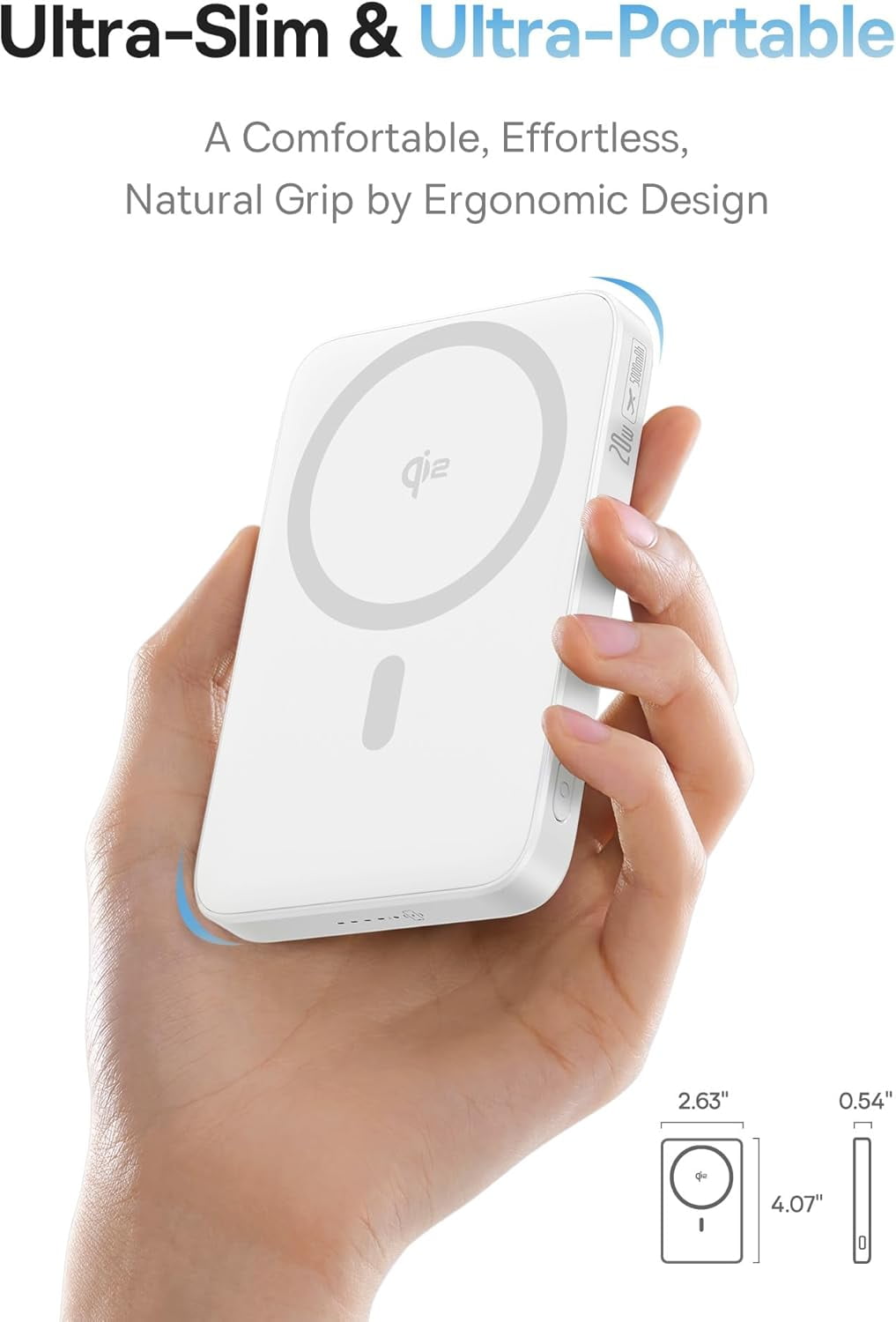 PicoGo Magnetic Power Bank, Qi2 Certified 15W Ultra-Fast Wireless Portable Charger with Stand, Ultra-Slim 5000mAh Battery Pack for iPhone 17 Pro Max 16/15/14/13/12