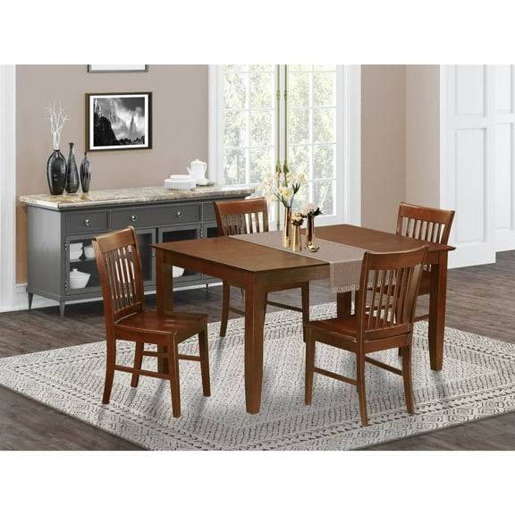 Capris 5 Piece Rectangular Dining Table Set with Norfolk Wooden Seat Chairs