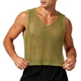 thumbnail image 5 of VSSSJ Men's Crochet Tank Tops Hollow Out Loose Knit Summer Sleeveless Tops Crew Neck Casual Vacation Beach See Through T Shirts Yellow Free Size, 5 of 5