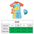 thumbnail image 1 of Traje de baño de una pieza de manga corta con protección solar para playa, aguas termales, traje de baño con sombrero para niño pequeño, dinosaurio azul y blanco, M (80-90 cm, 10-13 kg), 1 of 5