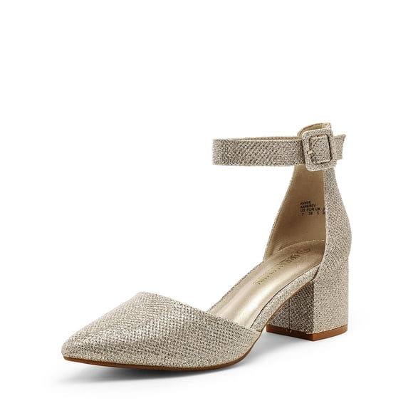 Zapatos de Tacón DREAM PAIRS ANNEE Dorado con Brillo Tacones Bajos 5.7 cm