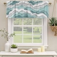 thumbnail image 2 of Teal Ombre Curtain Valances for Windows, Kitchen Valance Window Treatments Panel 2 Pack, Modern Geometric Moire Abstract Art Rod Pocket Short Curtains for Bathroom Bedroom 42 x 12 Inch, 2 of 8