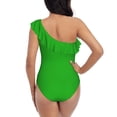 thumbnail image 5 of Gaeub Green Women's One Shoulder Ruffle Tummy Control Swimwear for Swimming Surfing Beach Party - Small, 5 of 8