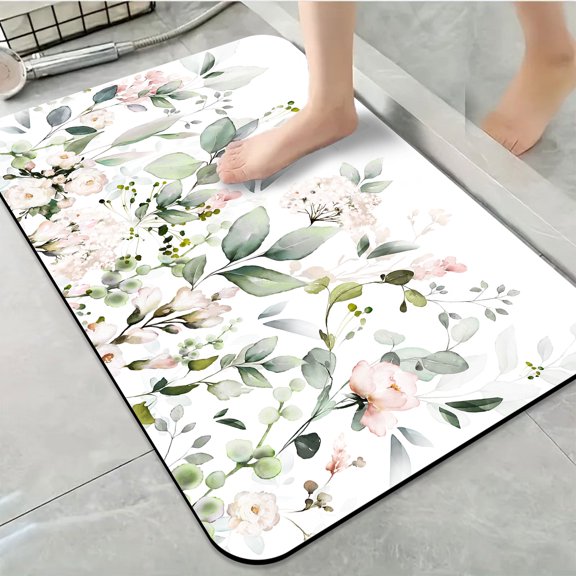 1pc Watercolor Floral Arrangement Bathroom Rug Bathroom Decor and Accessories- Durable,Anti Slip,And Quick Drying,Suitable For Indoor/outdoor Use - Perfect For Bathrooms,Bedrooms,Kitchens