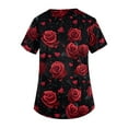 thumbnail image 4 of Valentines Day Scrub Tops Women Loose V Neck Cute Love Hearts Graphic Scrubs Hoilday Short Sleeve Scrub Shirts Medical Nurse Workwear Nursing Uniform with Pockets Wine 4XL, 4 of 5