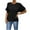 Black, variant on Womens Oversized Checkered Openwork Knit Top Batwing Sleeve Loose Fit Round Neck Short Sleeve Knitted Pullover Casual Lightweight Summer Fall Sweater
