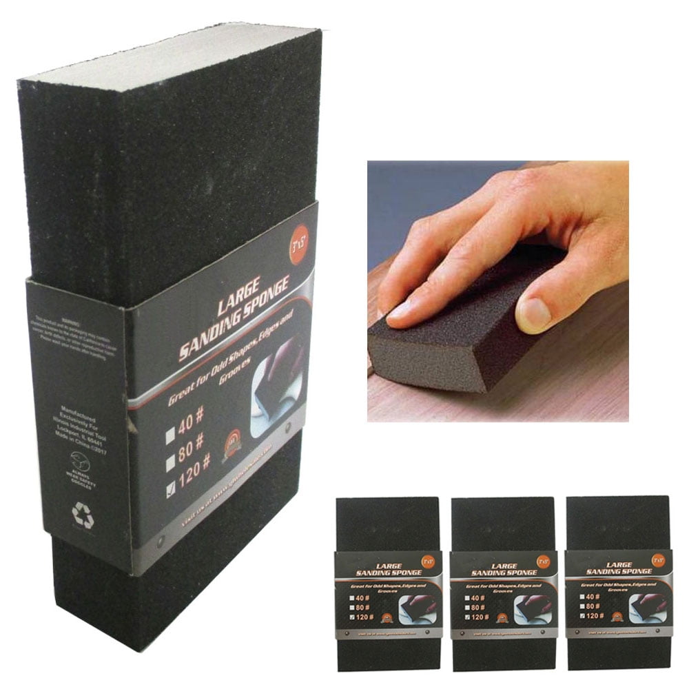 3 Pc Sanding Sponge Polishing Block Pad Set Sandpaper Foam Dual Angle Large Grit by JMK IIT