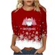 thumbnail image 1 of Camisetas de Navidad para Mujeres, 3/4 Manga Cuello Redondo Blusa con Estampado de Vacaciones, Top de Moda Casual, 1 of 5