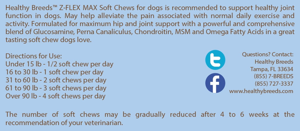 Healthy Breeds Basenji Z-Flex Max Dog Hip & Joint, Arthritis Support Soft Chews 50 Count