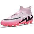 thumbnail image 2 of Ruran Mens High-Top Soccer Cleats Womens Turf Football Shoes Boys Girls Lightweight Youth Professional Indoor Outdoor AG Black Purple Pink, 2 of 9