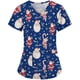 thumbnail image 5 of Blusa informal de manga corta con cuello en V para mujer a la moda navideña con bolsillos estampados para mujer Pompotops hkajfhjk457749, 5 of 6
