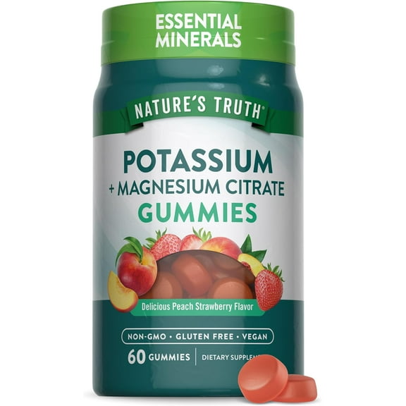 Potassium Magnesium Citrate Gummies | 60 Count | Vegan, Non-GMO, Gluten Free | by Nature's Truth