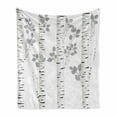 thumbnail image 1 of Birch Tree Soft Flannel Fleece Throw Blanket, Plain Colored Branches Leaves Autumn Nature Forest Inspired Image Print, Cozy Plush for Indoor and Outdoor Use, 60" x 80", Grey White, by Ambesonne, 1 of 6