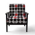 thumbnail image 3 of Designart "Black and White Patchwork" Upholstered Patterned Accent Chair and Arm Chair, 3 of 5