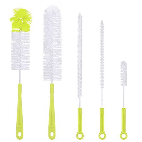 JUNBEI 5 packs of bottle brush cleaner - Long handled water bottle straw cleaning brush, used for cleaning narrow neck decanters, sports baby bottle cleaner