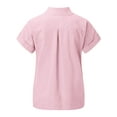 thumbnail image 5 of Frontwalk Ladies Blouse Button Down Tops Lapel Neck Shirts Women Casual Tunic Shirt Short Sleeve Pink XXL, 5 of 6