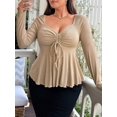 thumbnail image 6 of Women'S Plus Size Peplum Tops Long Sleeve T Shirts Casual Ruched Sweetheart Neck Ruffle Hem Tees  XL, 6 of 7