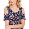 thumbnail image 4 of Style & Co Women's Printed Cold-Shoulder Swing Dress Navy Size X-Small, 4 of 4