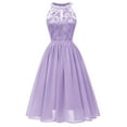 thumbnail image 2 of GaThRRgYP Women's Fit and Flare Short Sleeve Dress,Women Lace Chiffon Halterneck Large Skirt Cocktail Prom Ballgown Vintage Dress, 2 of 5