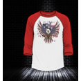 thumbnail image 2 of Shop4Ever Men's American Bald Eagle USA Flag Raglan Baseball Shirt XX-LargeWhite/Blue, 2 of 4
