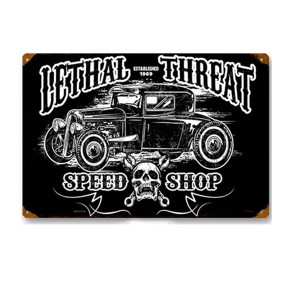 Letrero metálico con pintura de hierro para decoración de pared, Lethal Threat Speed Shop