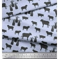 thumbnail image 2 of Soimoi Blue Cotton Duck Fabric Stencil Cow & Pig Animal Decor Fabric Printed Yard 42 Inch Wide, 2 of 3