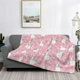 thumbnail image 2 of Yiaed Rabbit And Flower Print Blanket Throw Blanket Soft Cozy Flannel Blanket for Home Bed Sofa Couch Chair-60"x50", 2 of 6