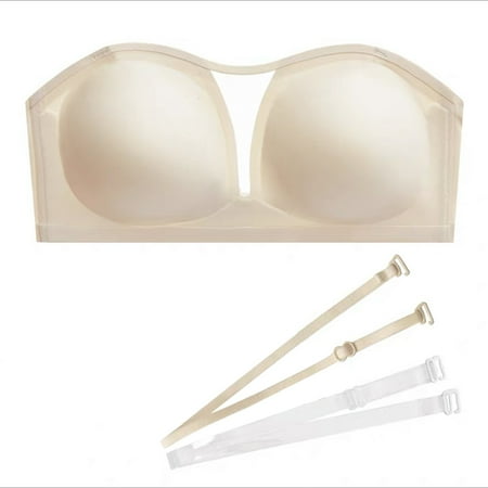 

ZMHEGW Sports Bras for Women High Support Strapless Push-Up Chest Pad Bra Solid Print Khaki S 1-Pack