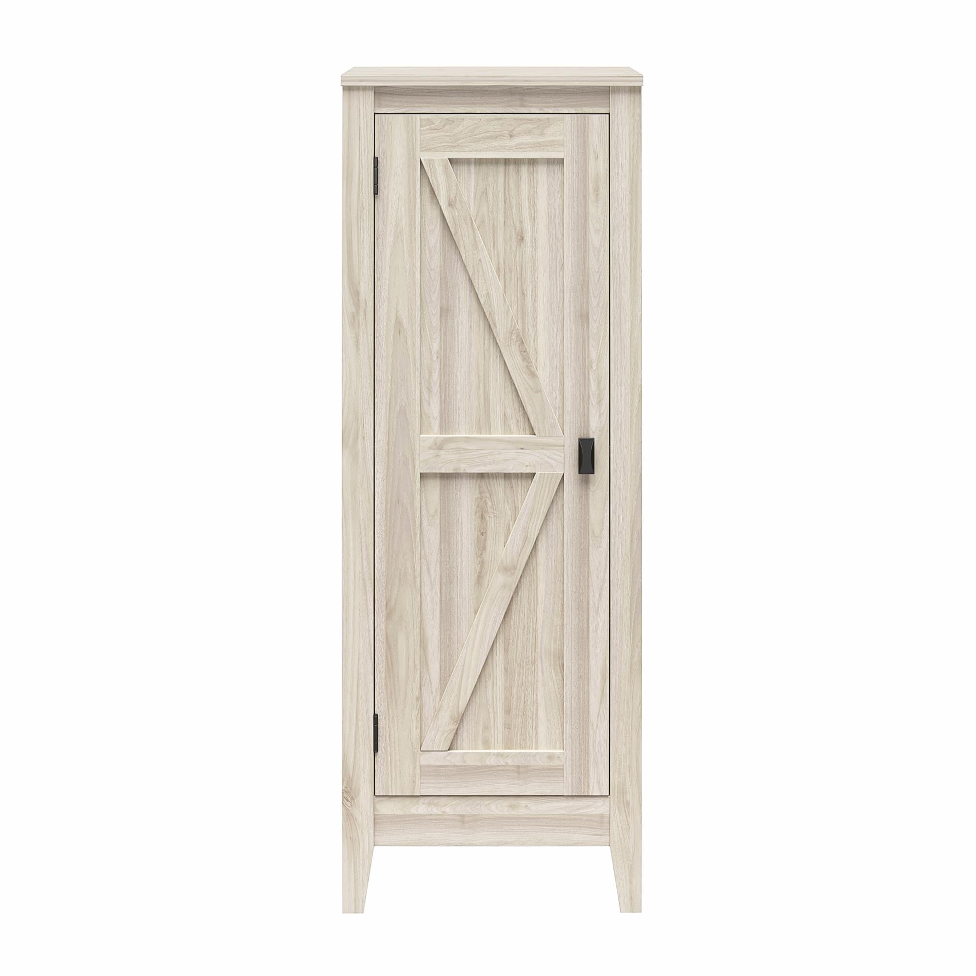 Woven Paths Scandi Farmhouse Storage Cabinet, Light Walnut