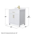 thumbnail image 5 of Wyndham Collection Beckett 30" Wood Single Bathroom Vanity in White/Brushed Gold, 5 of 6