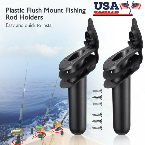 2 Pack Plastic Flush Mount Fishing Boat Rod Holder and Cap Cover for