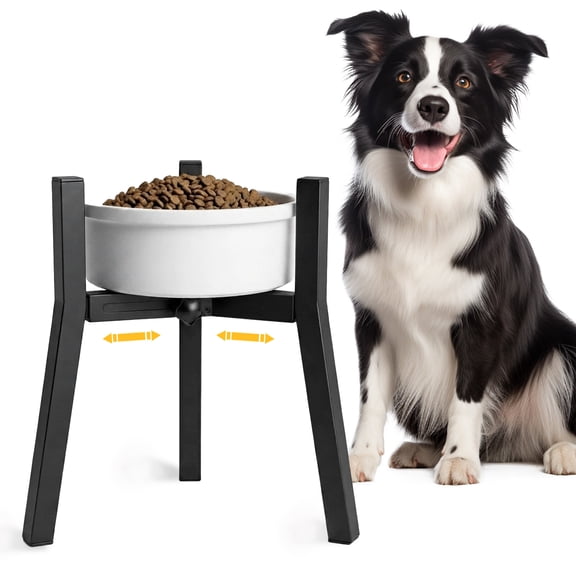 ISLMDOY Dog Bowl Stand for Medium Large Dogs, Adjustable Width 7"-10.6", 11" Tall Single Raised Feeder Holder, Elevated Design, Bowl Not Included