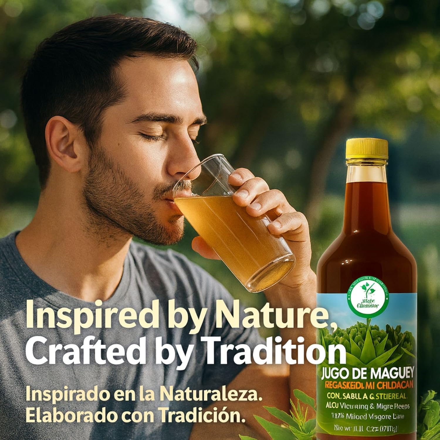 Maguey Jugo(Juice) w/ Aloe Vera & 6 Herbs (Sábila y 6 Hierbas)–1000 ml (1 L) Pure Agave Juice – 100% Artisanal, Vegan, Non-GMO–Natural Digestive Support