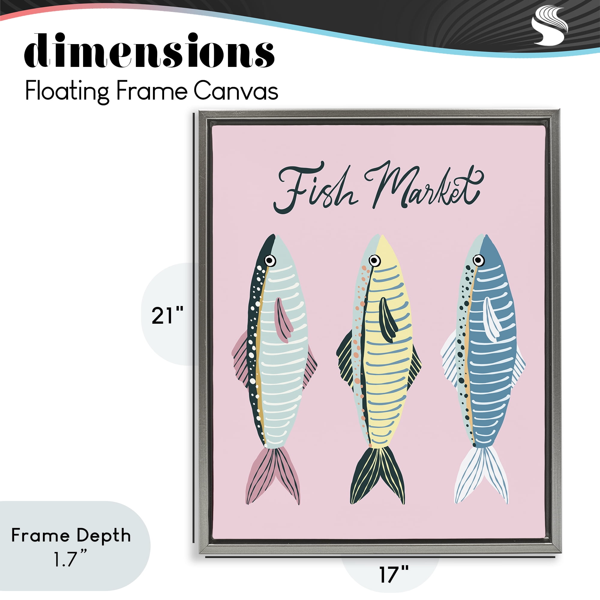 Stupell Industries Quirky Coastal Fish Market Gray Framed Floater Canvas Wall Art, design by Hey Bre! Creative Studio