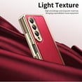 thumbnail image 2 of Dteck Case for Samsung Galaxy Z Fold 3,Luxury Leather Built-in Screen Protector Case Shockproof Electroplated Hard PC Bumper Cover for Galaxy Z Fold 3 5G,Red, 2 of 9