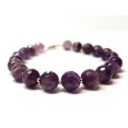 thumbnail image 3 of Amethyst 8mm Round Shape Faceted Cut Beads 7 inch Silver Plated Clasp Bracelet for men, women, unisex. Link Chain Stacking Bracelet.|LINK_00462, 3 of 4